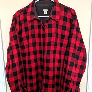 Women's 1X LL Bean fleece lined button down flannel